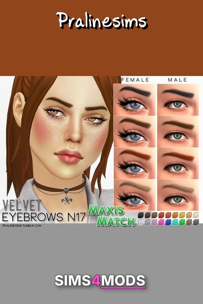 Velvet Eyebrows N17 - Maxis Match, unisex brows, natural look
