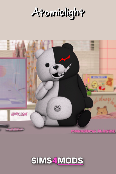 Monokuma Plushie Commission - Cute, black/white Monokuma plushie.