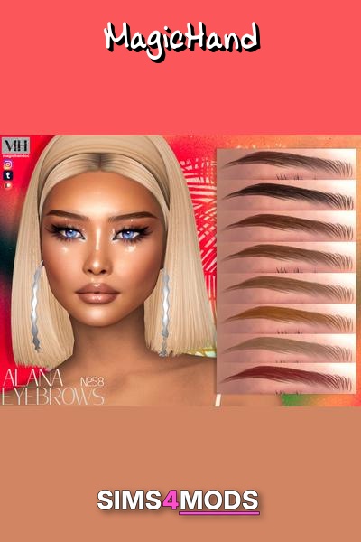 Alana Eyebrows N258 For The Sims 4 - Realistic, fluffy Sims brows.