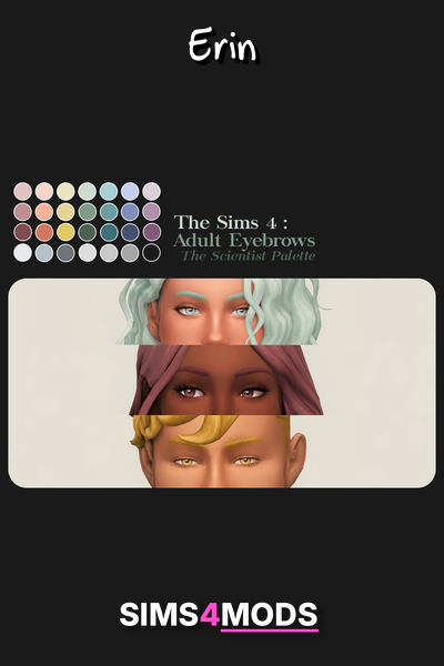 Ts4 Adult Eyebrows - Scientist Palette - Sims eyebrows, natural colors.