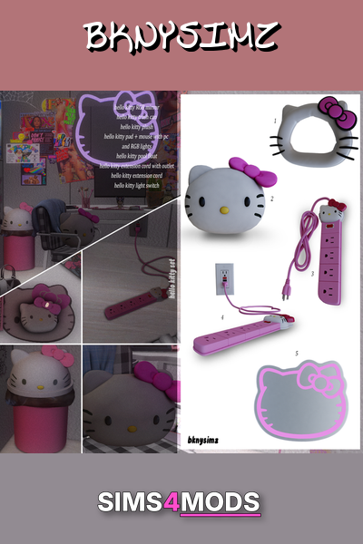 Hello Kitty Sim Objects Set - Hello Kitty home decor CC