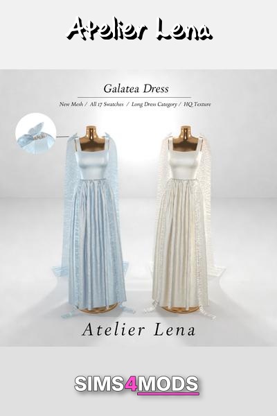 Lena Galatea Dress - Sleek, pleated, lace, ethereal dress