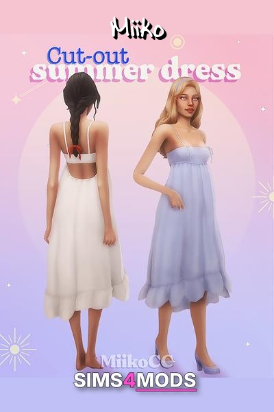 Summer Cutout Dress - Flowy, cutout, ruffle hem dress