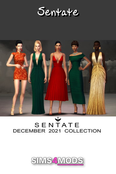 2021 December Collection - Sims 4 dress, red carpet, elegant.