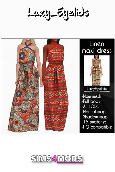 Linen Maxi Dress - Bohemian, stylish, summer maxi dress