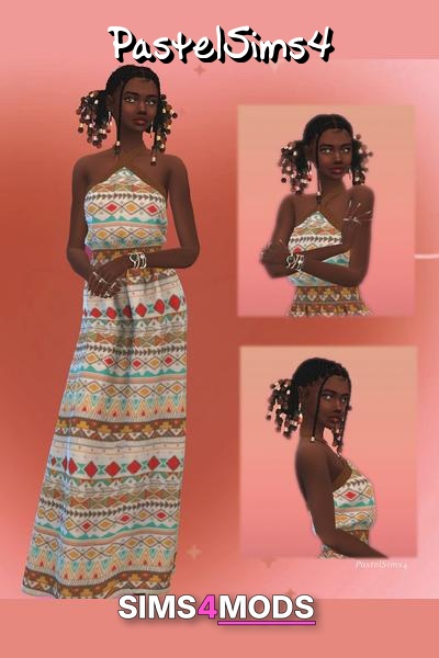 Mali Cc Download List - Boho halter dress, summer vibes.
