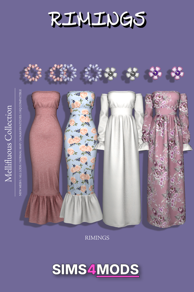 Mellifluous Collection - Sims 4 elegant floral dresses