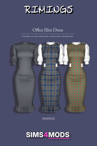 Office Slim Dress - Refined, structured, patterned dress.