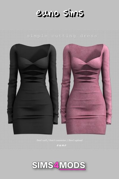 Bodycon Cutout Dress - Long sleeve, edgy, sweetheart neckline