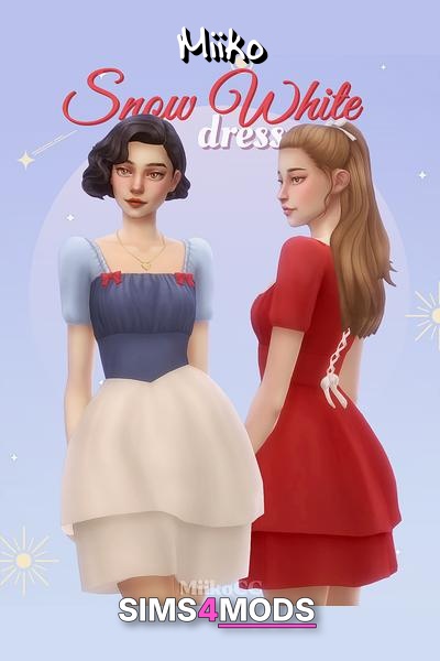 Snow White Dress - Whimsical, fairytale dress, vibrant colors.