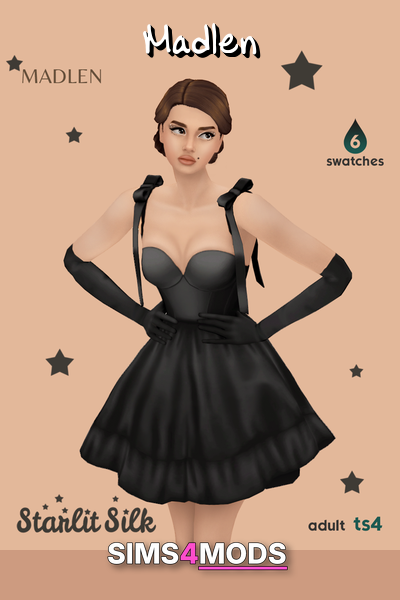 Starlit Silk Mini Dress - Elegant, bow, formal dress