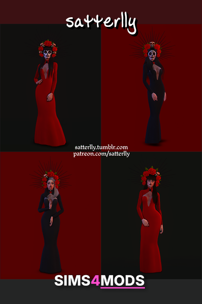 Sugar Skull Dia De Los Muertos Set - Sims 4 Dia de los Muertos dress