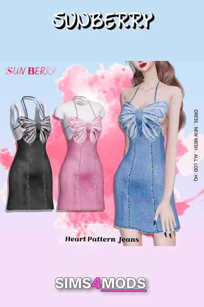 Sunberry Butterfly Denim Mini Dress - Charming, denim, mini dress.