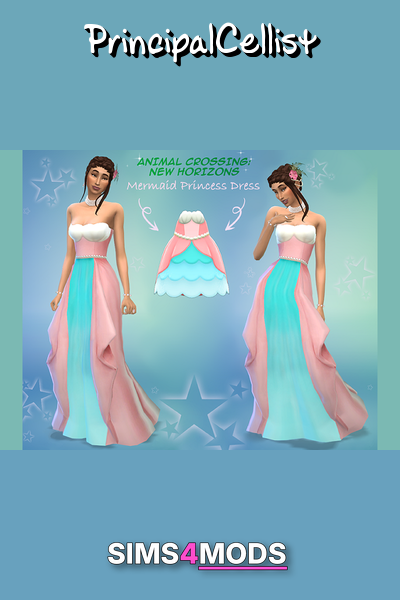 Animal Crossing Mermaid Princess Gown Mesh - Pastel mermaid gown, prom/decor.