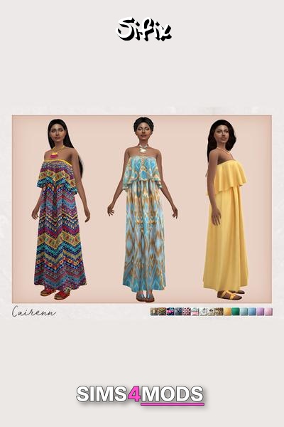 Bohemian Wedding Cairenn Dress - Strapless maxi dress, flouncy, vibrant.