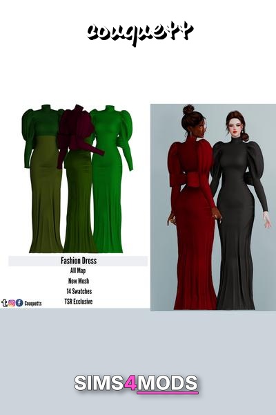 Sims Resource Fashion Dress - Sculpted, figure-hugging, alluring gown.