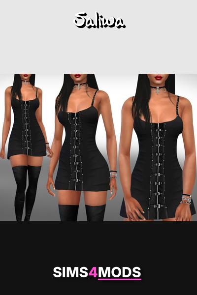 Dark Queen Dress For Sims - Bold, edgy, modern dress.