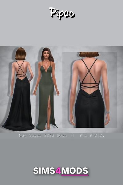 Sims 2023 New Year's Gown - Elegant, slinky, gala gown.