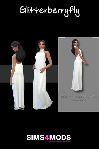 Meghan Halter Dress - Elegant halter dress for Sims
