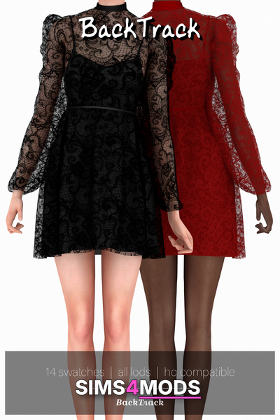 Lace Mini Dress - Victorian-inspired, romantic, puffed sleeves.