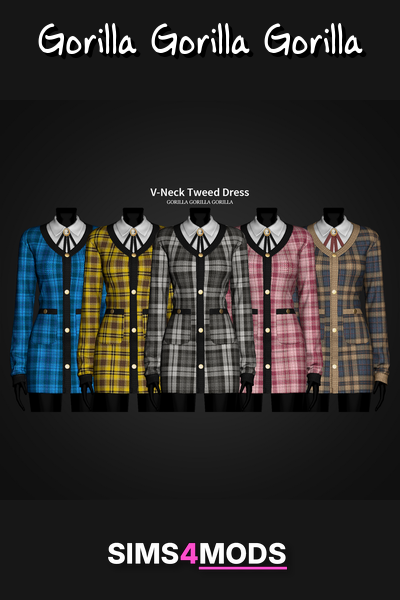 V-neck Tweed Dress - Preppy, chic, timeless dress.